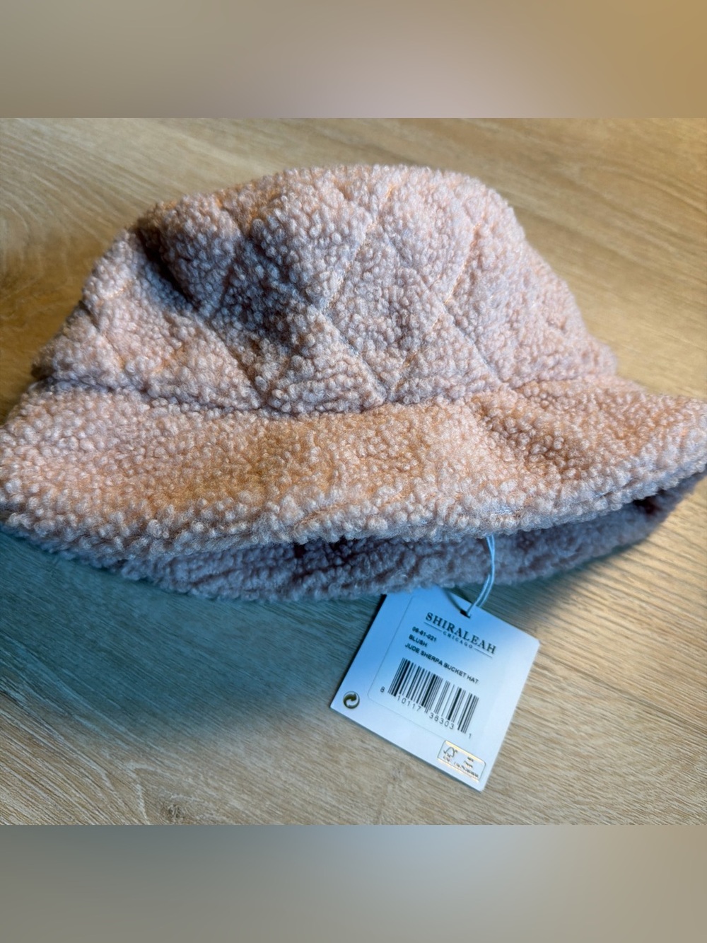 Shiraleah Quilted Sherpa Bucket Hat in Light Pink